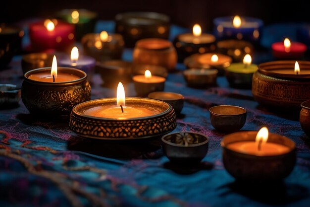 Happy diwali lub deepavali tradycyjny indyjski festiwal z glinianą lampą naftową diya indyjski hinduski festiwal