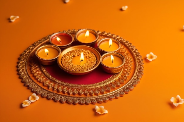 Happy diwali lub deepavali tradycyjny indyjski festiwal z glinianą lampą naftową diya indyjski hinduski festiwal