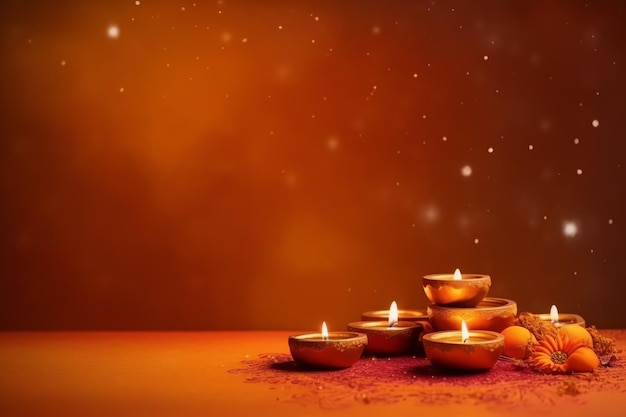 Happy diwali lub deepavali tradycyjny indyjski festiwal z glinianą lampą naftową diya indyjski hinduski festiwal