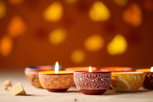 Happy diwali lub deepavali tradycyjny indyjski festiwal z glinianą lampą naftową diya indyjski hinduski festiwal