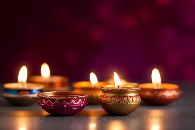 Happy diwali lub deepavali tradycyjny indyjski festiwal z glinianą lampą naftową diya indyjski hinduski festiwal