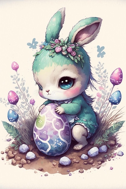 Happy Easter Bunny akwarela tło