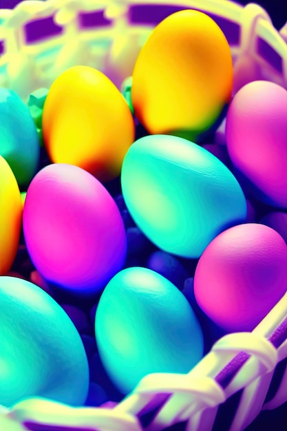 Happy Easter card background z kolorowymi pisankami z miejsca kopiowania tekstu Stylowe jaja wielkanocne
