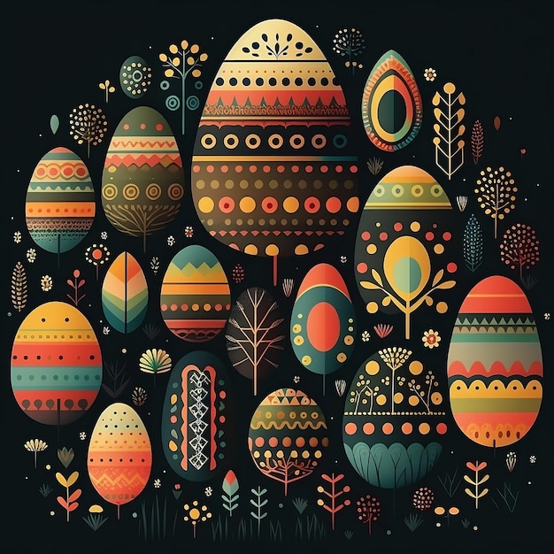 Happy Easter day kolorowe jajka kolorowe pisanki gniazdo z pisanki