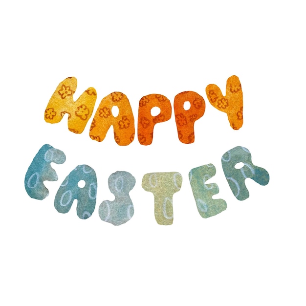 Happy Easter list teksturowanej szkicu. Ilustracja akwarela. Ręcznie rysowane tekstury, na białym tle.