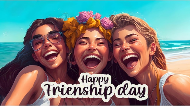 Zdjęcie happy friendship day radosna cyfrowa ilustracja 4k przedstawiająca wieczną przyjaźń