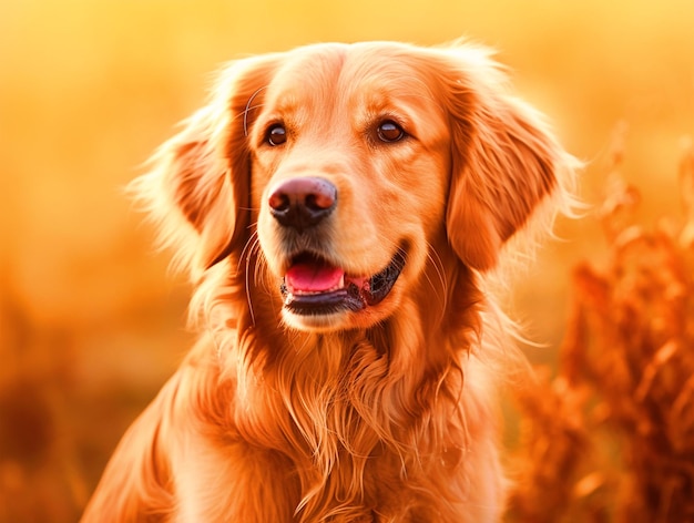 Happy Golden Retriever Pies tło