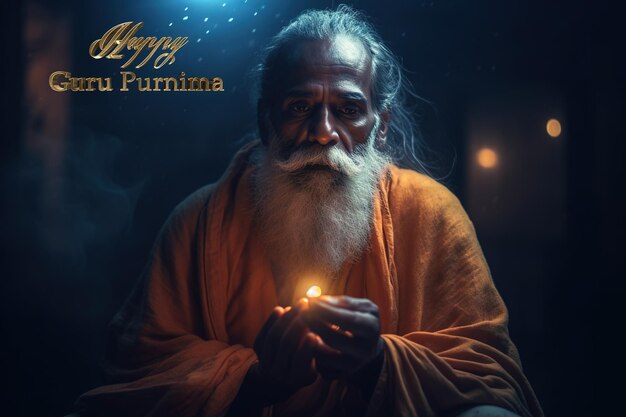 Happy guru purnima Dzień narodzin pierwszego guru Święto wielkiego mędrca Vyasy Tradycyjne hinduskie święto poświęcone oświeconym mistrzom duchowym Generacyjna AI