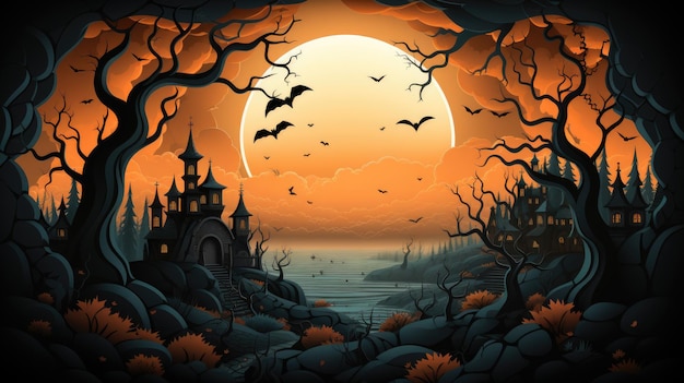 Happy Halloween banner lub tło zaproszenie na przyjęcie