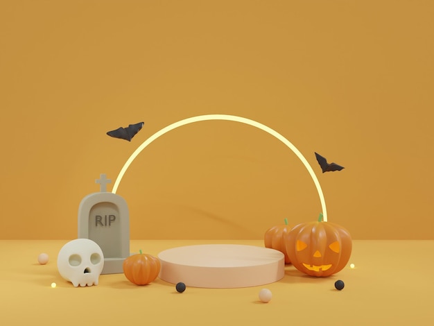 Happy Halloween Ghost Monster Tło 3d Render Projekt Etap Podium