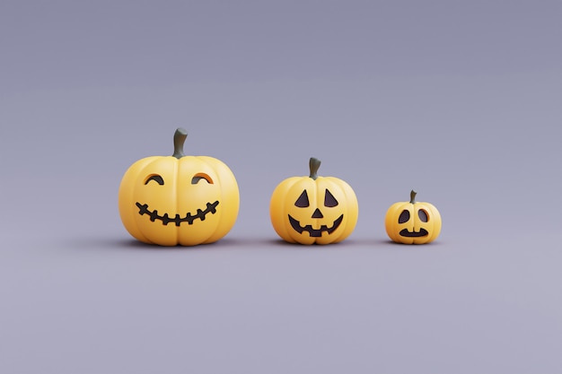 Happy Halloween koncepcja z charakterem dynie na szary renderowanie background.3d.