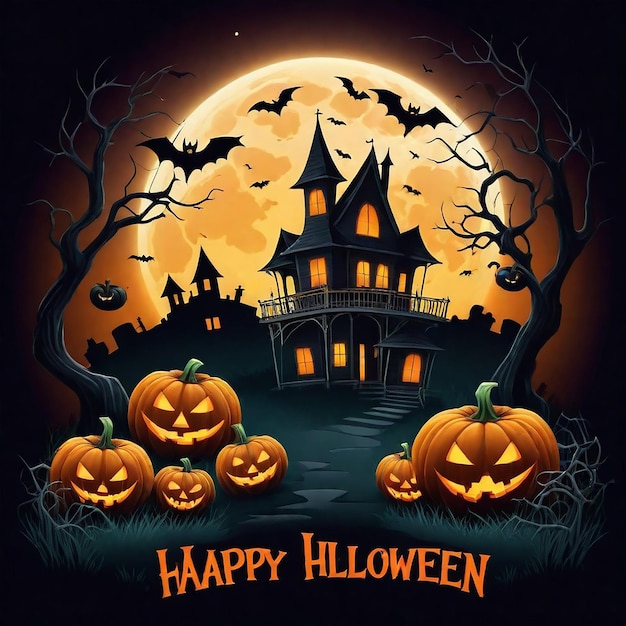 Happy Halloween Party Flyer Banner Poster i Happy Halloween Party Tło