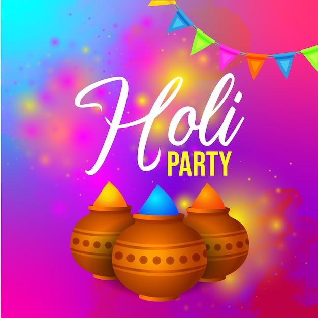 Happy Holi Pozdrowienia Różowy Fioletowy Niebieski Kolorowy Indyjski Hinduizm Festiwal Social Media Tło