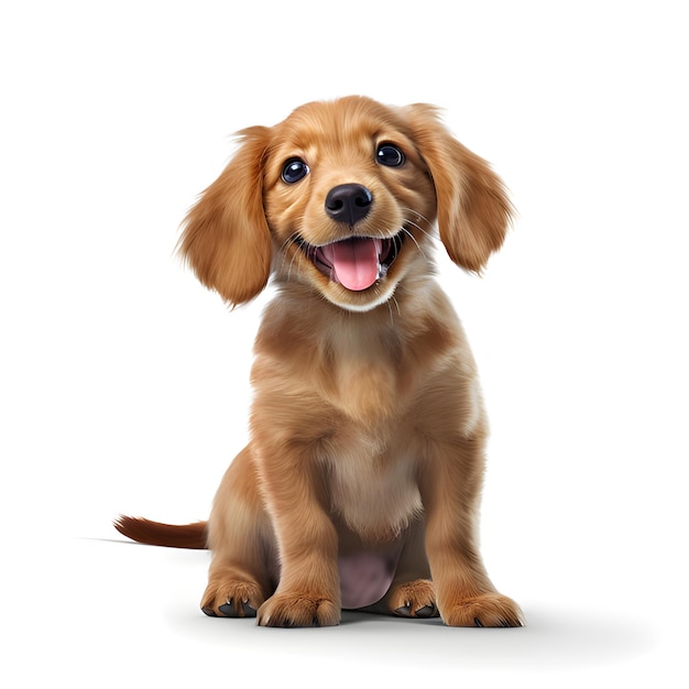 Happy puppy dog wyizolowanych na bia?ym tle Generative AI
