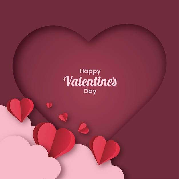 Happy Valentine's Day papier wycięty efekt karty