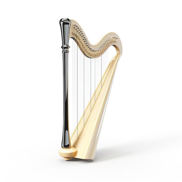 Zdjęcie harfa z bliska realistyczne białe tło jonowe 4k