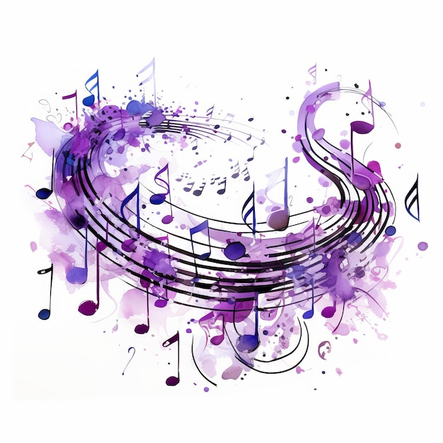 Zdjęcie harmoniczne wizje badające purpurową symfonię na białym płótnie