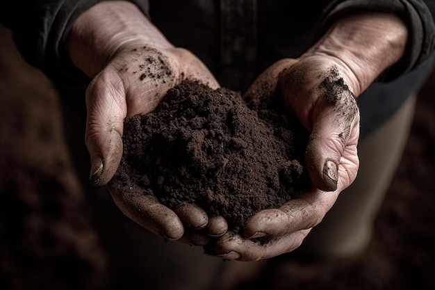 Harvesting the Earth Dwie ręce trzymające stos ziemi