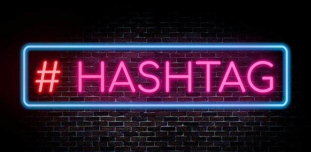 Hashtag neonowy sztandar.