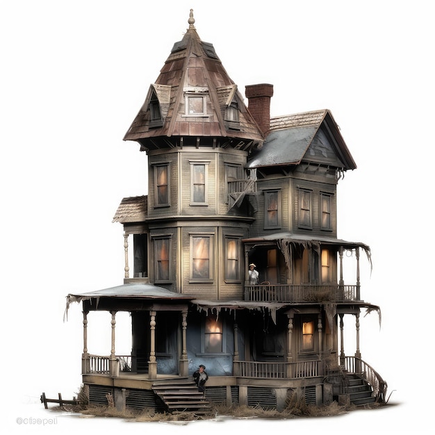 Haunted dollhouse realistyczna ilustracja generatywna ai