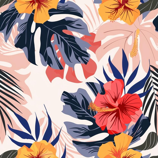 Hawajska grafika Hawajska koszula Bezszwowy wzór Dla odzieży i pracy dekoracyjnej generatywna ai art