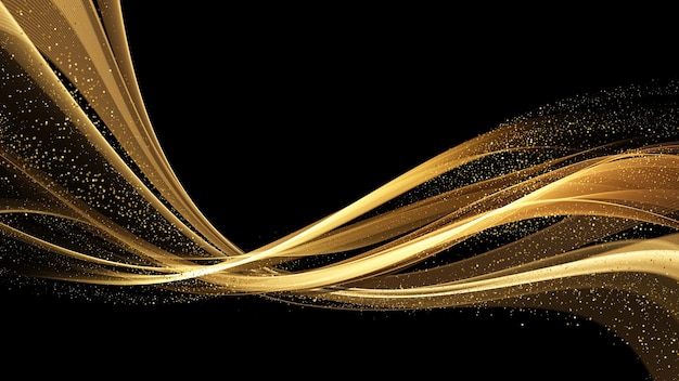 HD Abstract Złota świecąca fala i złoty światło Ilustracja tła Zdjęcie 1