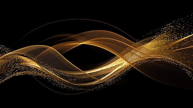 HD Abstract Złota świecąca fala Światło tła Ilustracja Zdjęcie 1