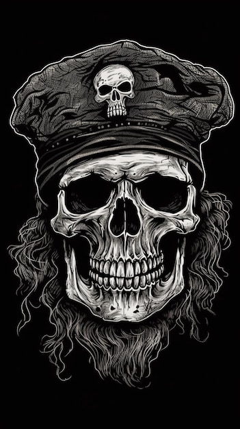 Zdjęcie hd piratepunk sylwetka portret czaszka