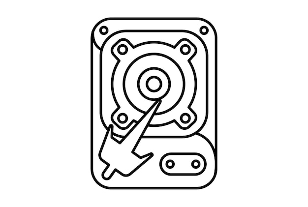 HDD płaska ikona minimalistyczna technologia symbol sprzęt komputerowy znak grafika