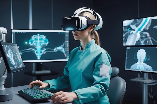 Headset wirtualnej rzeczywistości zdalnie obsługiwany przez pacjenta