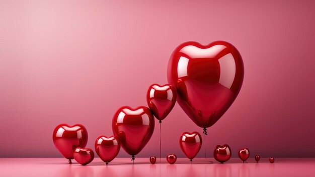 Heart Balloon Set Red Foil Balloons Background Image Valentine Background Images Hd