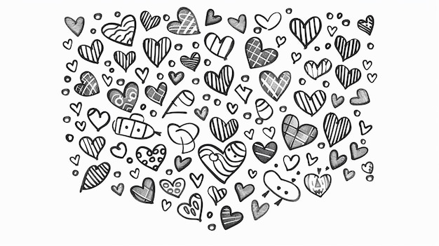 Heart doodle Ilustracja linii kreskówkowych na białym tle