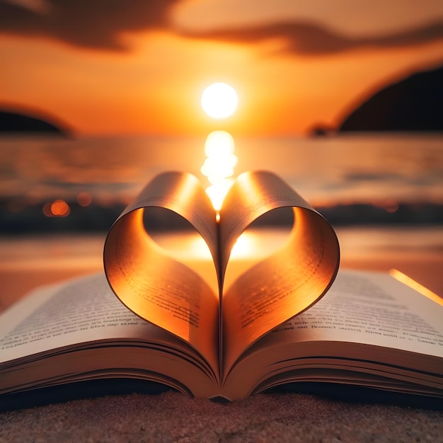 HeartPage Książka o plaży przed zachodem słońca