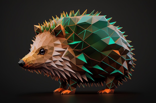 Hedgehog geomatrick lowpoly artist illustartion ai sztuka generowana