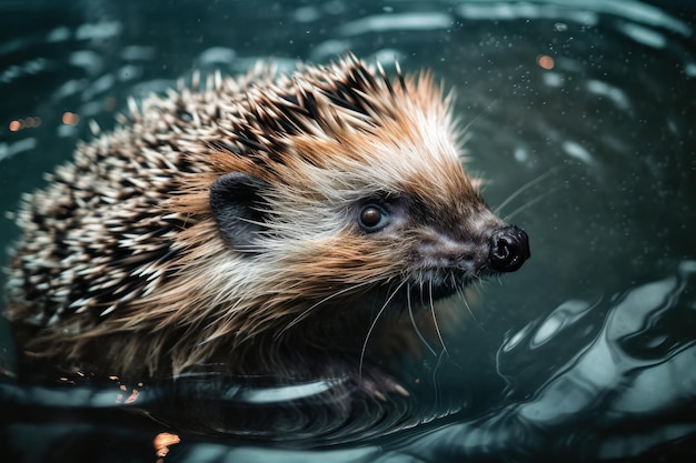 Hedgehog Is Nurkuje Pod Wodą Beautiful Illustrationobraz Generative Ai