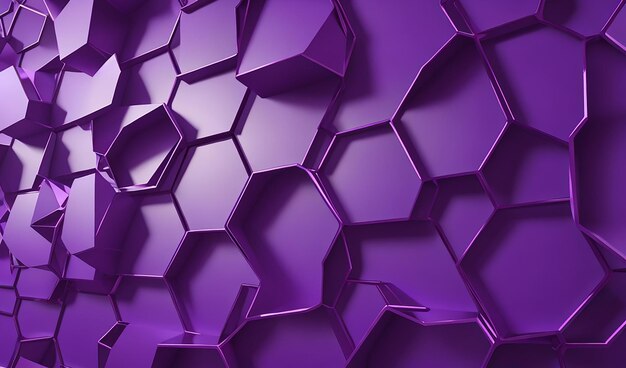 Heksagon fioletowy jasny tło ściany 3d