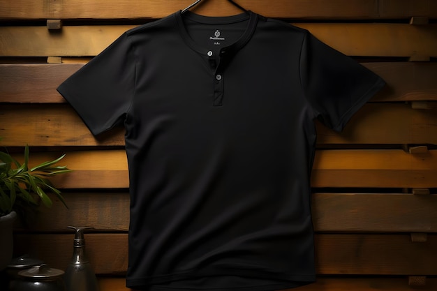 Zdjęcie henley t-shirt zawieszony mockup