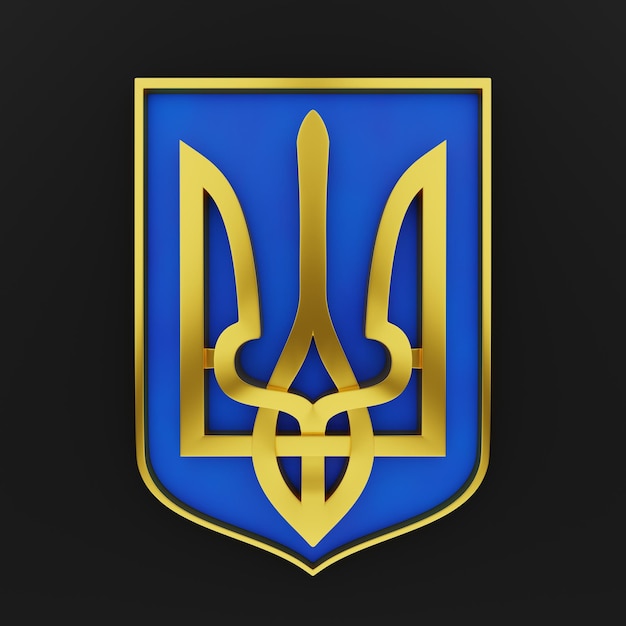 Herb Ukrainy złoty trójkąt symbol państwa Ukrainy 3d render