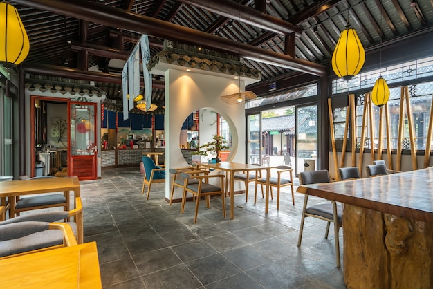 Herbaciarnia restauracja chińskiego klasycznego stylu architektonicznego