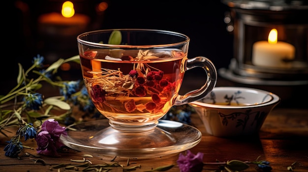 Herbal Infusion Tea w przezroczystej filiżance