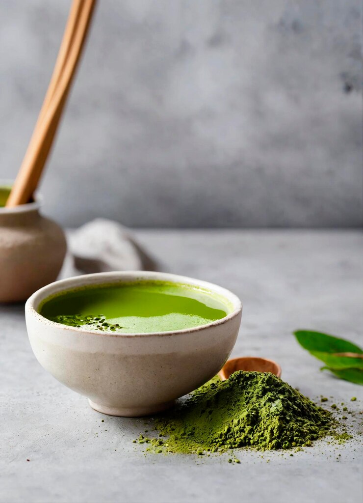 Zdjęcie herbata matcha na stole selektywne skupienie