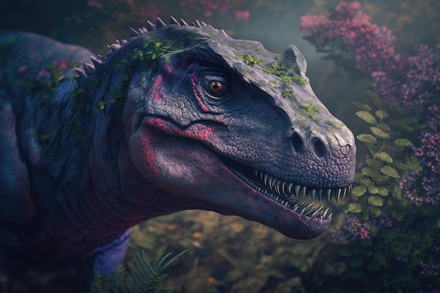 Heterodontosaurus Kolorowy niebezpieczny dinozaur w bujnej prehistorycznej naturze autorstwa Generative AI