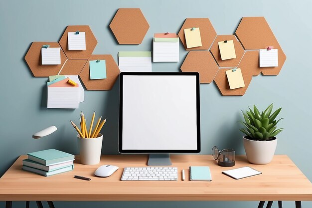 Hexagonal Corkboard Hub Biuro domowe do planowania