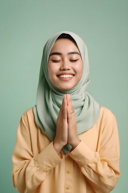 Hidżab kobieta w modlitewnej pozie