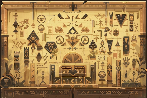Hieroglificzne spustoszenie Odszyfruj tajemnicze hieroglify, aby odkryć sekrety starożytnych egipskich grobowców, unikając pułapek wywołanych przez nieprawidłowe tłumaczenia generatywna ai ilustracji