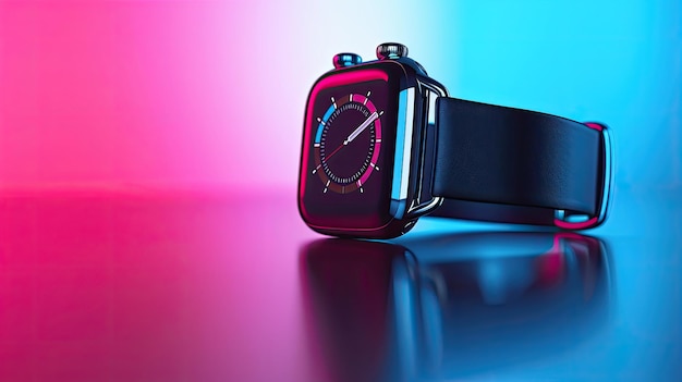 High-tech inteligentne zegarki z monitorowaniem zdrowia i możliwościami płatności mobilnych stałe tło kolorowe 4k ultra hd