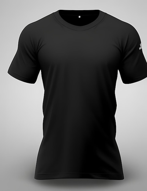HighQuality Black Blank 3D TShirt Front View Mockup dla projektowania odzieży i prezentacji marki