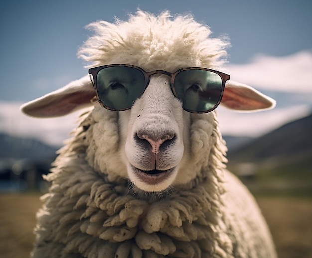 Hilarious Sheep Sportowe okulary przeciwsłoneczne Generacyjna sztuczna inteligencja