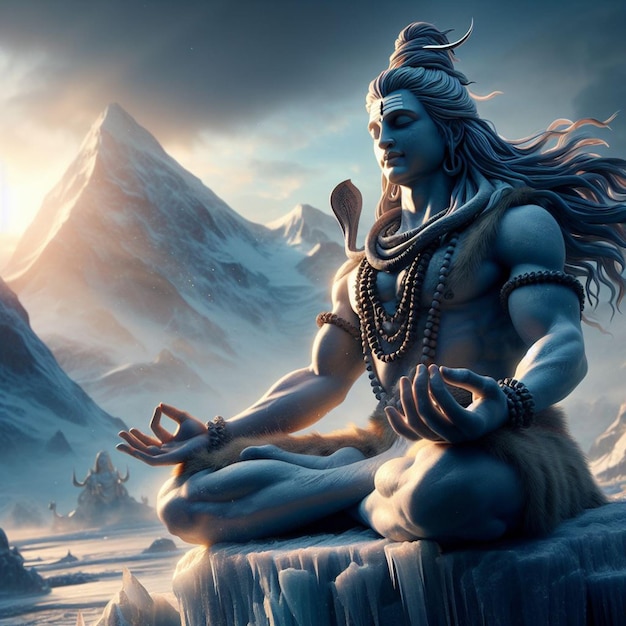Hinduistyczna rzeźba boga Śiwy w medytacji
