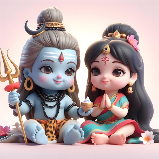 Zdjęcie hinduistyczny bóg shiv i parwati maha shivaratri